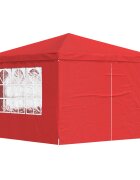 vidaXL Парти шатър 300 x 300 x 255 см Червено Полиетилен и стомана