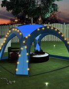 vidaXL Парти шатра с LED и 4 стени 36x36x23 м синя
