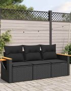 vidaXL Patio Sofa Set 3-местни Black