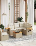 vidaXL Patio Sofa Set 5-местни Beige and Cream