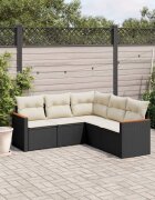 vidaXL Patio Sofa Set 5-местни Black and Cream