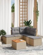 vidaXL Patio Sofa Set 5-местни Смес от бежово и светлосиво