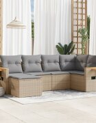 vidaXL Patio Sofa Set 6-местни Beige and Grey