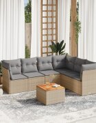 vidaXL Patio Sofa Set 6-местни Бежов микс и сиво