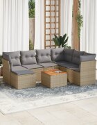 vidaXL Patio Sofa Set 7-местни Бежов микс и сиво