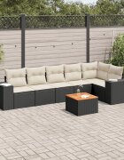 vidaXL Patio Sofa Set 7-местни Black and Cream