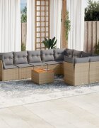 vidaXL Patio Sofa Set 9-местни Бежов микс и сиво