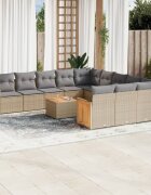 vidaXL Patio Sofa Set 9-местни Бежово и сиво