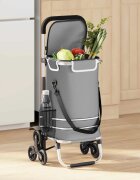 vidaXL Пазарски тролей 1 Сиво 47 x 39 x 1005 см Оксфордска тъкан