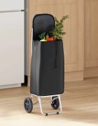 vidaXL Пазарски тролей Черно 35 x 28 x 92 см Оксфордска тъкан