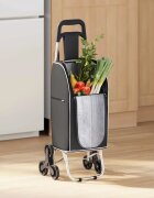 vidaXL Пазарски тролей Черно 395 x 33 x 93 см Оксфордска тъкан