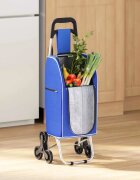 vidaXL Пазарски тролей Синьо 395 x 33 x 93 см Оксфордска тъкан