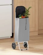 vidaXL Пазарски тролей Сив 35 x 28 x 92 см Оксфордска тъкан