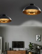 vidaXL Пендели 2 бр черно и златисто полусферични E27