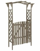 vidaXL Пергола с врата 116x40x204 см сива масивен чам
