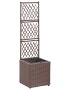 vidaXL Пергола висока леха с 1 саксия 30x30x107 см полиратан кафява
