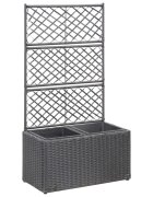 vidaXL Пергола висока леха с 2 саксии 58x30x107 см полиратан черна