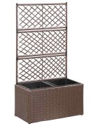 vidaXL Пергола висока леха с 2 саксии 58x30x107 см полиратан кафява