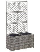 vidaXL Пергола висока леха с 2 саксии 58x30x107 см полиратан сива