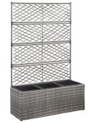 vidaXL Пергола висока леха с 3 саксии 83x30x130 см полиратан сива