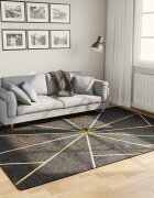 vidaXL Перящ се килим черно и златисто 160x230 см противоплъзгащ
