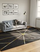 vidaXL Перящ се килим черно и златисто 190x300 см