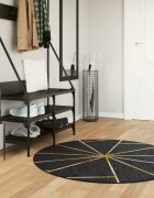 vidaXL Перящ се килим черно и златисто Ø 120 см