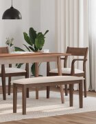 vidaXL Пейка 110 см Кафява масивна дървесина Гума