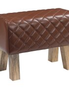 vidaXL Пейка 60 x 30 x 45 cm Естествена кожа Кафяв диамант