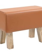 vidaXL Пейка 60 x 30 x 45 cm Естествена кожа Кафяво