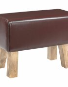 vidaXL Пейка 60 x 30 x 45 cm Естествена кожа Тъмен кафяв