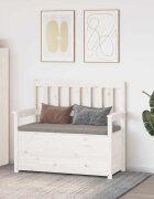 vidaXL Пейка бяла 1125x515x965 см бор масив