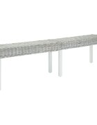 vidaXL Пейка бяла 160x35x45 см естествен кубу ратан и масивно дърво махагон