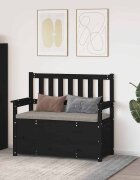 vidaXL Пейка черен 1125x515x965 см бор масив