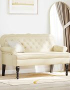 vidaXL Пейка Честърфилд Крем 1195 x 645 x 75 см Изкуствена