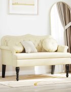 vidaXL Пейка Честърфилд Крем 120.5 x 65 x 75 см Изкуствена