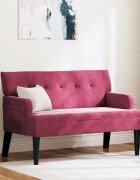 vidaXL Пейка Честърфилд Виненочервен 112 x 655 x 75 см Кадифе