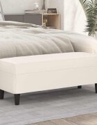 vidaXL Пейка кремава 100x35x41 см изкуствена кожа