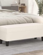 vidaXL Пейка кремава 100x35x41 см изкуствена кожа