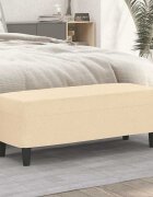 vidaXL Пейка кремава 100x35x41 см плат