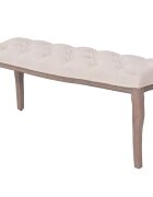 vidaXL Пейка лен и дървен масив 110x38x48 см кремавобяла