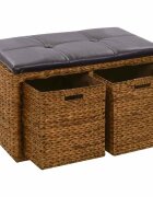 vidaXL Пейка с 2 кошници морска трева 71x40x42 см кафява