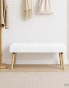 vidaXL Пейка с канали Бяло 110 x 40 x 46 cm Текстил