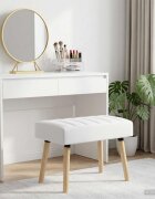 vidaXL Пейка с канали Бяло 60 x 40 x 45 см Текстил