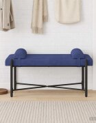 vidaXL Пейка с копчета и възглавници Полицейско синьо 110 x 40 x 46 cm