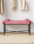 vidaXL Пейка с копчета и възглавници Розово 110 x 40 x 46 cm Кадифе