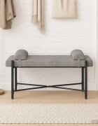 vidaXL Пейка с копчета и възглавници Светлосиво 110 x 40 x 46 cm