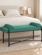 vidaXL Пейка с копчета и възглавници Тюркоаз 110 x 40 x 46 cm Кадифе