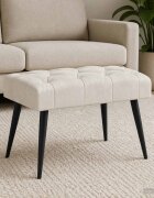vidaXL Пейка с копчета Кремаво 60 x 40 x 45 см Кадифе