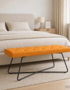 vidaXL Пейка с копчета Тъмен жълт 110 x 40 x 46 cm Текстил